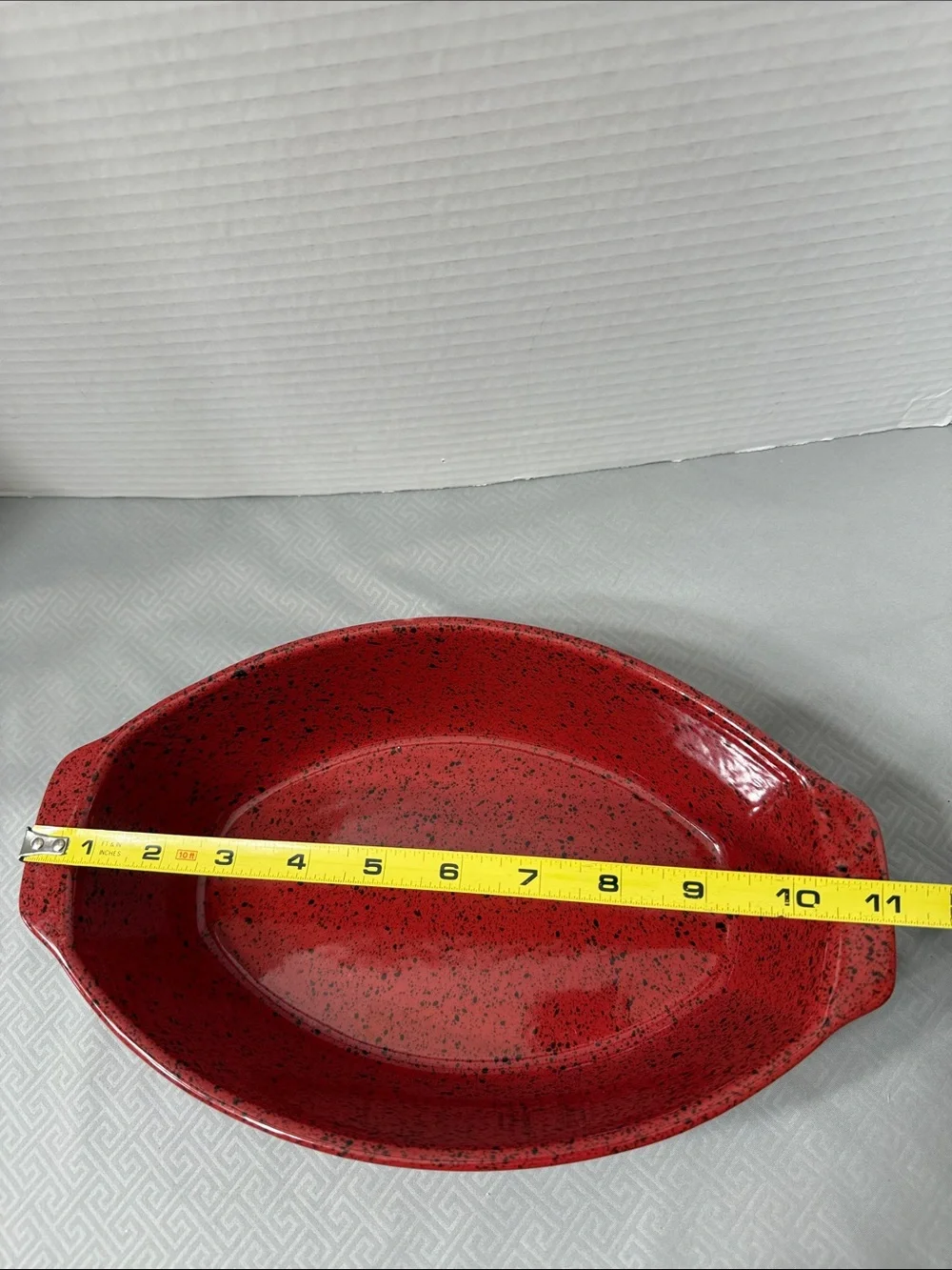 Cerutil Stoneware Red Speckled Ceramic Casserole Baking Dish Handles Portugal